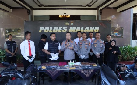 Polres Malang Amankan Dua Pemuda Bawa Sajam Saat Penyekatan Malam 1 Suro   