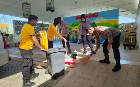 Sambut Hari Bhayangkara, Polres Malang Gelar Kerja Bakti di Tempat Ibadah